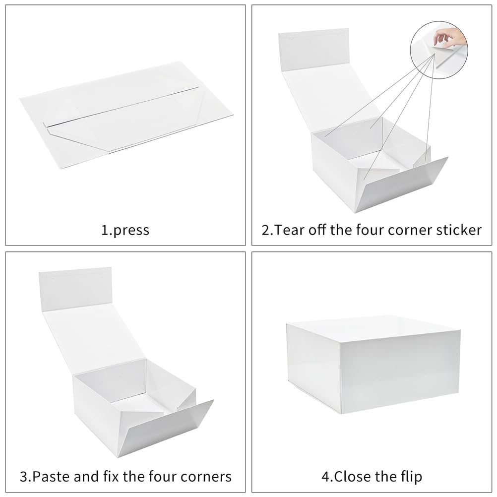 5 Scatole Regalo Grandi Bianche Con Coperchio, 30,5×30,5×15 cm, Scatole Regalo Magnetiche Pieghevoli Scatole Regalo Di Lusso Per Regali, Per Matrimoni, Natale, Halloween, Compleanni