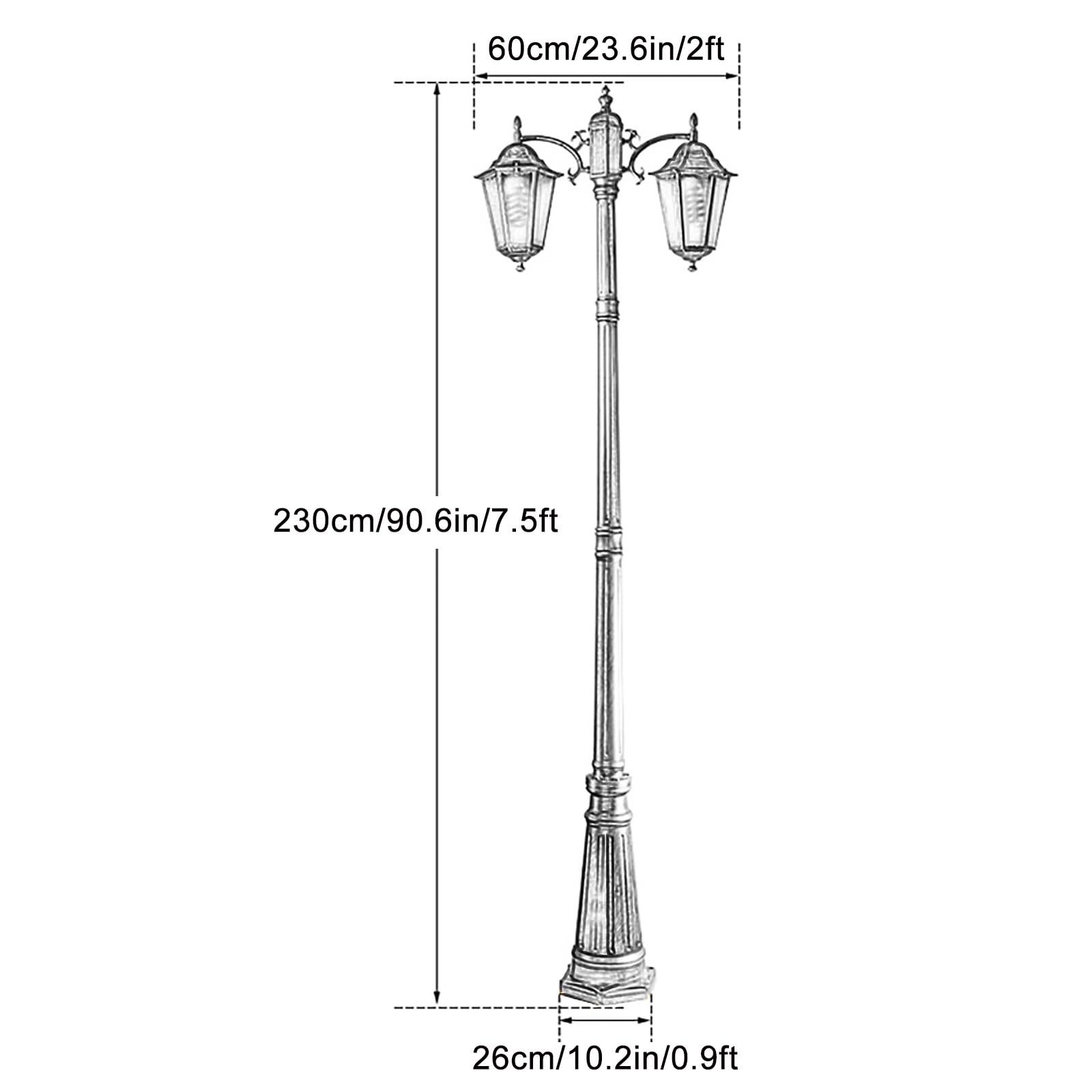 Lampa zewnętrzna, słup oświetlenia ulicznego na zewnątrz do oświetlenia oprawy z podwójną głowicą, odlewane aluminiowe słupki solarne lampy uliczne wodoodporne, idealne na podwórko, ganek