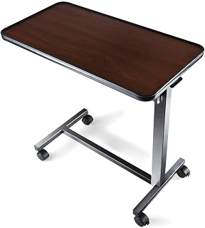 MedicalKing Adjustable Overbed Bedside Table with Wheels - Hospital Bed Desk for Home & Recovery Use