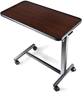 Medical king Adjustable Overbed Bedside Table with Wheels Bed Desk Over Bed with Wheels Hospital Table for Hospital and Home Use