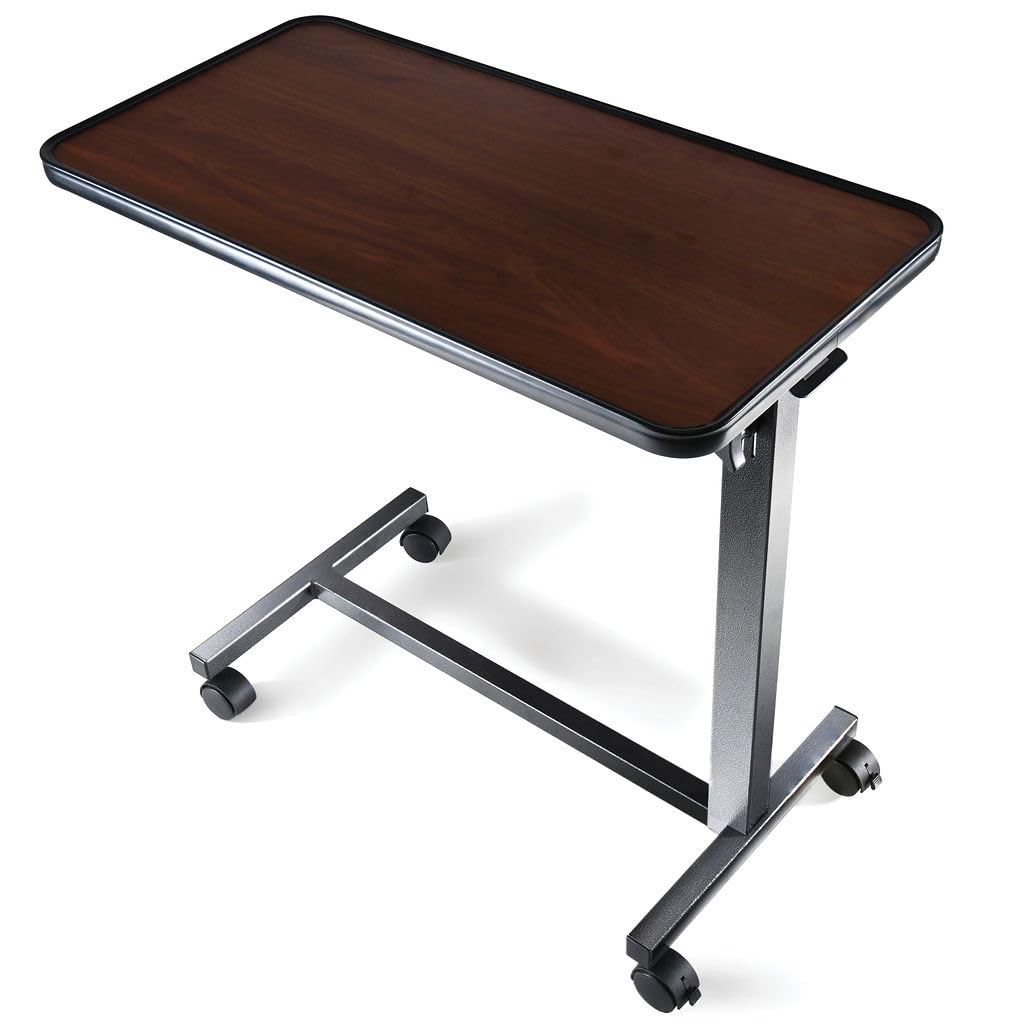 Medical king Adjustable Overbed Bedside Table with Wheels Bed Desk Over Bed with Wheels Hospital Table for Hospital