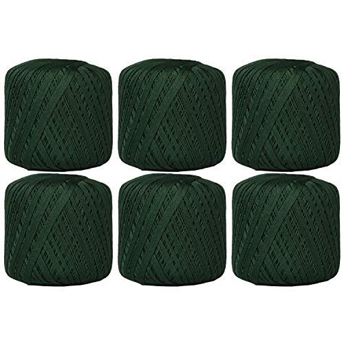 Image of ThreadArt 100% Cotton Crochet Thread Size 10, 6 Ball Pack, Holly Green 39 | Soft pure cotton crochet thread for lace, doilies, amigurumi and crafts. Smooth finish with crisp stitch definition.