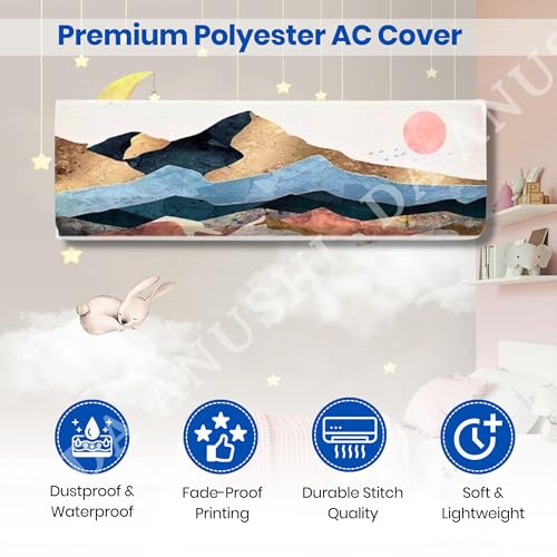 Image of Printed Split Ac Cover Combo Indoor Unit For 1.5 Ton Capacity AC, Inner Unit Ac Cover, All Weather Cover /Attractive Digital Prints /Dustproof /Water Resistant (Happy Winter & Mountain)