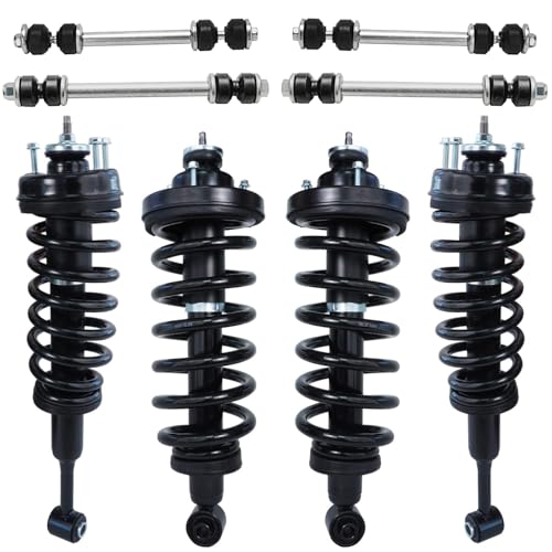 Image of Detroit Axle - 8pc Struts Kit for Ford 2006-2010 Explorer Mercury Mountaineer, Front and Rear Sway Bars Struts & Coil Spring 2007 2008 2009 Replacement Suspension Ready Struts Shocks Assembly