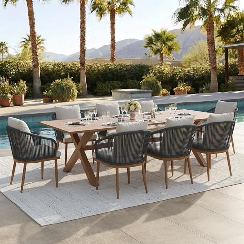 9-Piece Wicker Patio Dining Set with Aluminum Table