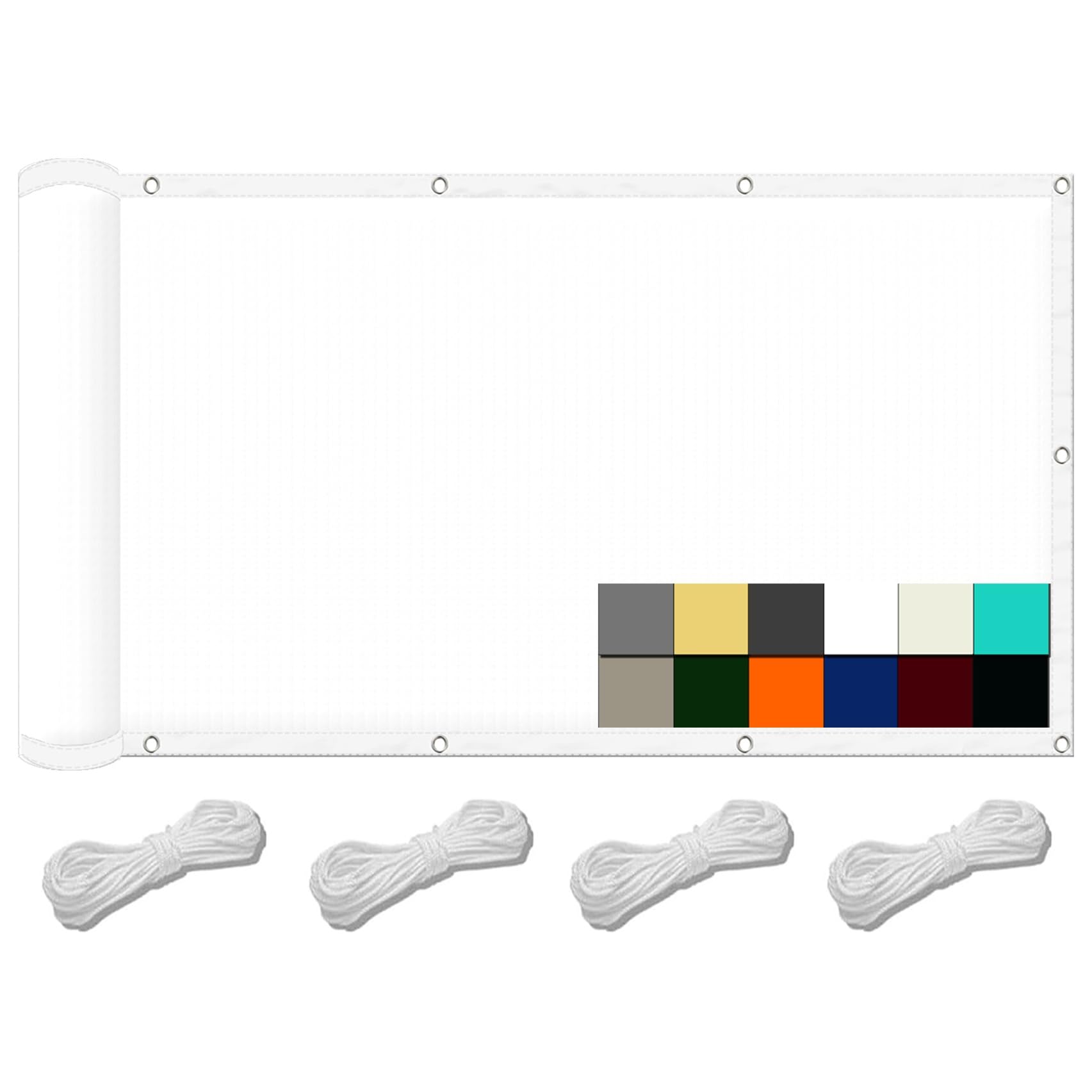 Żagiel Przeciwsłoneczny Wodoodporny 225 x 410 cm 98% Odporności Na Promieniowanie Uv, Wiatroszczelność, Wodoodporność, Markiza Z Baldachimem, Na Taras, Balkon, Ogrodu, Biały
