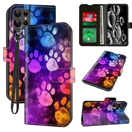 Étui de protection magnétique en cuir Samsung S23 Ultra antichoc avec porte-carte