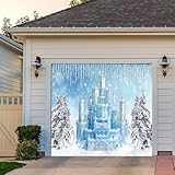 Leyiyi 7x8フィート 冬城ガレージドアデコレーション バナー 氷と白雪姫 世界 クリスマス アナと雪の女王 雪 氷 雪の結晶 冬 ワンダーランド ガレージ ドア 背景 屋外 屋内 壁 ドア