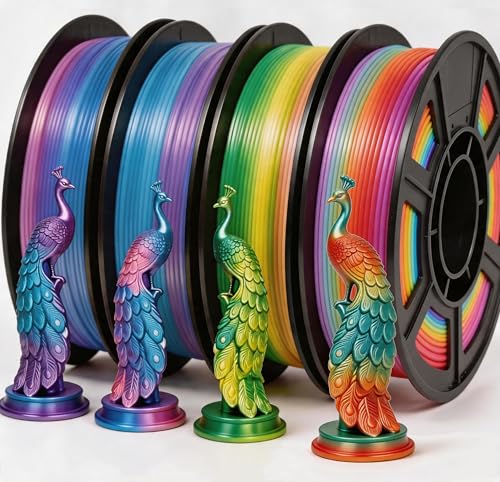 Image of Silk PLA 3D Printer Filament Bundle 1.75mm Filajoy3D Multicolor 3D Printing Filament 250g*4 Dimensional Accuracy + /- 0.02mm for Most FDM 3D Printers