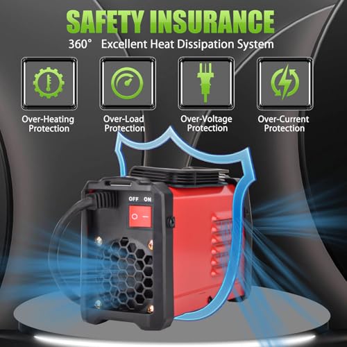 Hpoouo 200Amp 20PCS Rods Stick Welder, Super MINI Portable Welding Machine, IGBT Inverter Welder Machine 110V with Hot Start Arc Force Anti-Stick, for 1/16"-1/8" Rod ARC Welder, 2 Chip Hammers (Red) - Image 5