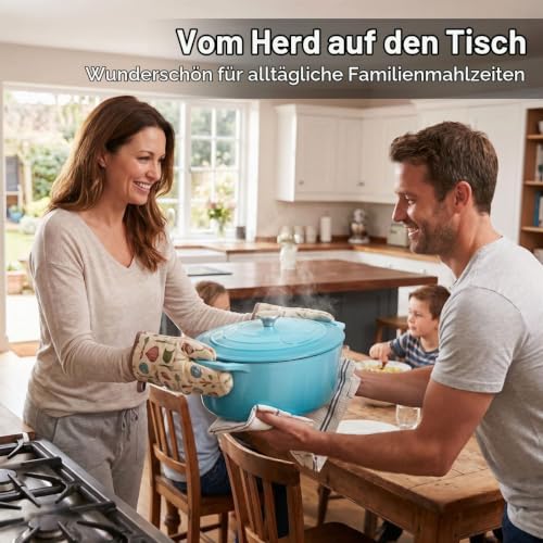 La Cuisine Gusseisen Bräter Bratentopf Topf Schmortopf Cocotte emailliert mit Deckel Induktion Brotbacktopf Backofengeeignet Ovale Form… – Ansicht 4
