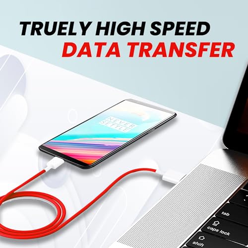 Image of 65W Type C Cable Compatible with Oneplus Charging Cable WARP /Dash C Type Cable Fast Charging, 10000+ Bends Lifespan Compatible with One Plus 8T /8 /8pro /7 Pro / 7T / 7T Pro Nord /6 /5 /3 - (1 M, Red)