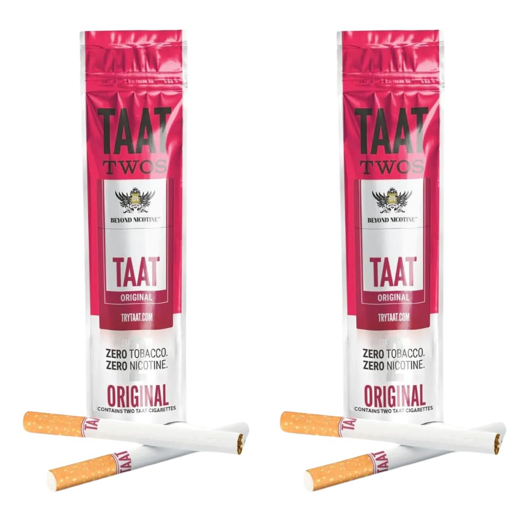 TAAT TWOS Herbal Cigarettes - Natural, Nicotine-Free, Tobacco-Free - Natural Herbal Smoking Blend Alternative with 30mg Extract for Adults - Full Flavors, Delicate Taste - 4-Stick Packs (Original)