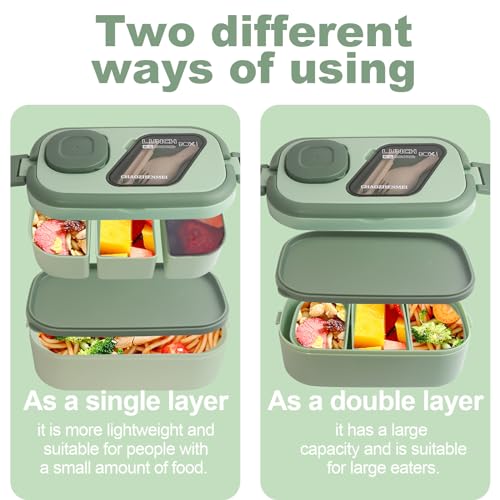 Bentomoment Large Bento Box(50Oz)With Handle For Adult/Kids/Women,Stackable Lunch Bento Box With 4 Compartments thumb #1