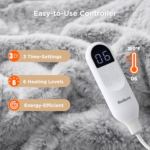 bedsure heating pad for neck and shoulders and back - birthday gifts for women men mom mens fsa eligible items electric heated pad for full body etl certified extra large 2434x3334 grey