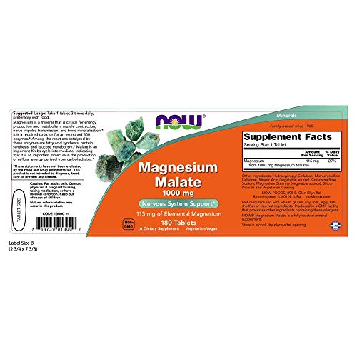 Now Magnesium Malate 1000Mg, 180 Tablets (Pack Of 2) #TOP1