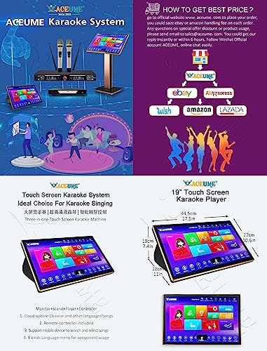 6Tb Hdd,190K Touch Screen Karaoke Player, Mandarin,Cantonese,Taiwanese,English Songs,Cloud Download,Jukebox, Select Songs Via Monitor And Mobile Device 19'' #TOP2