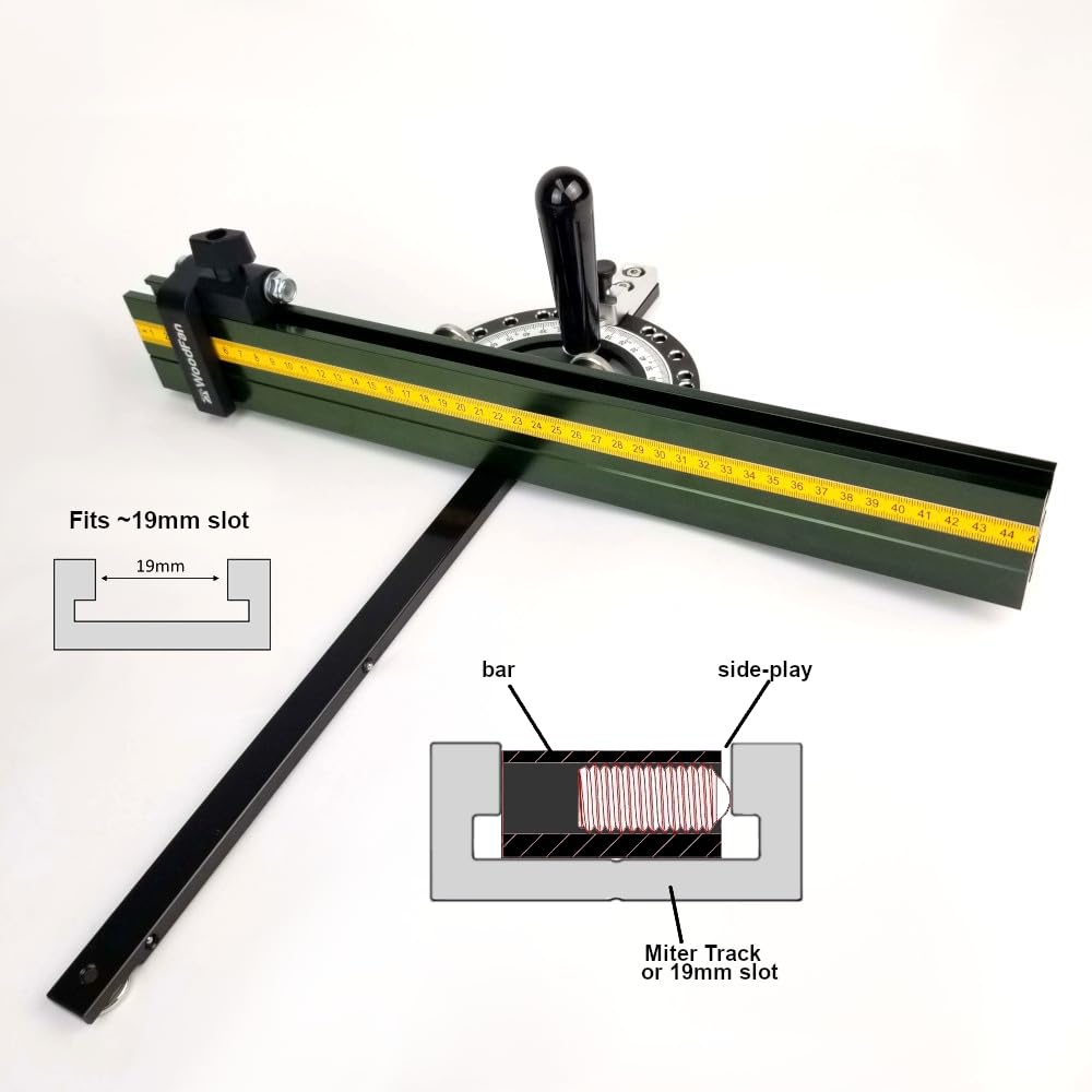 Tope de inglete profesional con tope angular y carril de tope de aluminio, carpintero