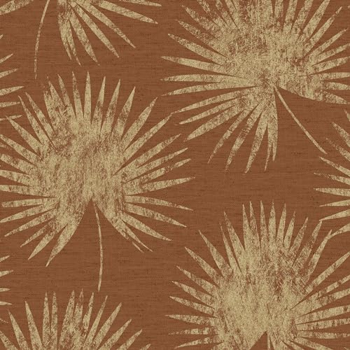 Sublime Papier peint intissé Feuillage palmier 1005 x 52cm Orange | Revêtement Mural, Tapisserie | Ambiance Facile à poser et à enlever