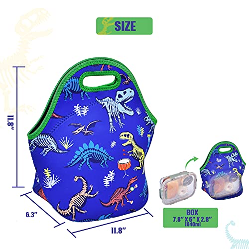 Fossils Dinosaur Lunch Bag - Neoprene Insulated Lunch Box For Boys Kids School Picnic Outdoor Lunch Handbag Waterproof Reusable Lunch Tote Bag Cooler Warm Pouch #TOP6