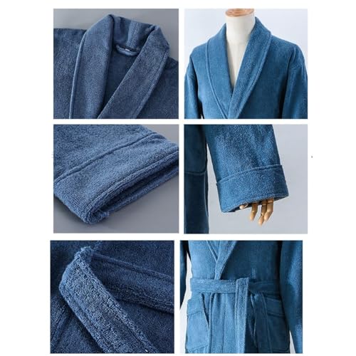 Bata de baño para hombre albornoz de algodón con cuello chal ropa de dormir xl marrón 2