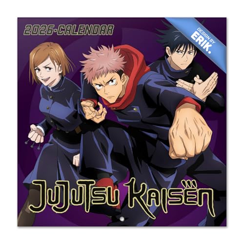 Grupo Erik Calendario 2026 pared Jujutsu Kaisen - Almanaque pared 2026 Anime : Planificador mensual Con espacio para Anotar, Ilustraciones y Fácil de colgar (30x30cm)