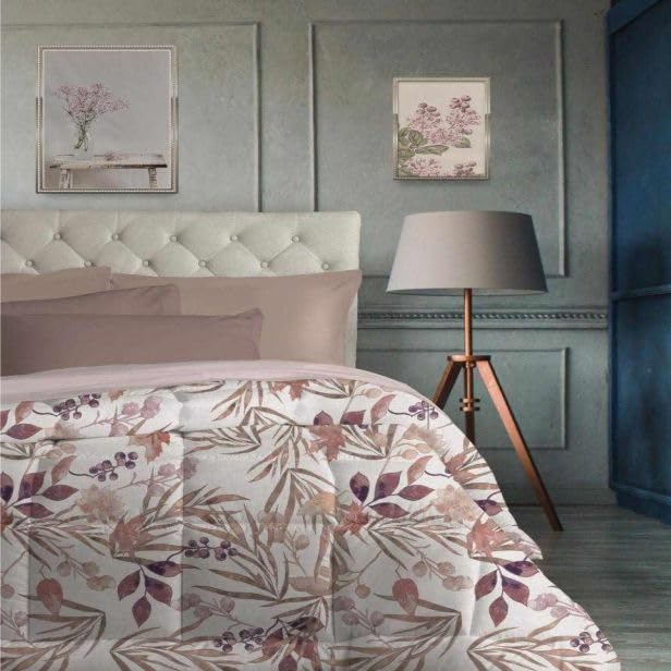 Laura Biagiotti Trapunta Matrimoniale Invernale Molto Calda in Percalle di Cotone, Piumone Letto Matrimoniale Moderno, Palma Rosa