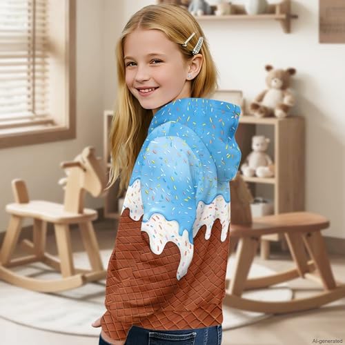 Image of Coloranimal Unisex Girls and Boys Long Sleeve Hoodies Hoody Athletic Pullover Sweatshirts Tops Age 6-16year