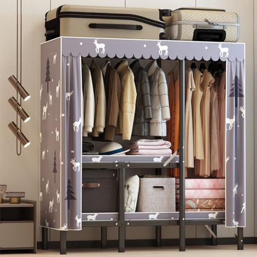 Armoire portable et pliable en tissu avec étagères de rangement pour vêtements de chambre