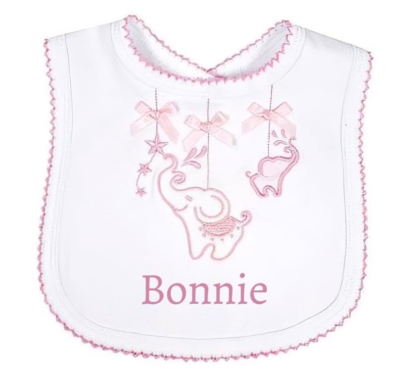 The Pyjama Party Personalised Emboidered Baby Bib 100% Cotton with 4 designs in 3 colours