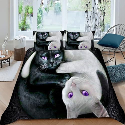 Housse de couette imprimé 3D animaux microglide super king pour lit d'adolescente - 3