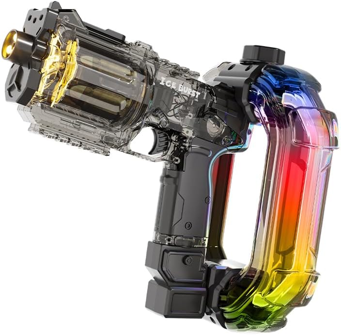 Revolver Electric Water Gun, LED Light Up Automatic Water Blaster with Rotating Cylinder, 8M Long Range, Large Capacity Ring Tank, Summer Pool Beach Party Toy for Kids Adults (Black)