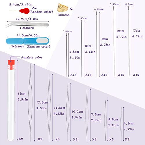 100 Pcs Beading Needles Set,75 Pcs Long Straight Beading Thread Needles 18 Pcs Big Eye Beading Needles With Threader, Needle Bottle, Yarn Scissors,Tweezers For Bracelets And Jewelry Making #TOP1