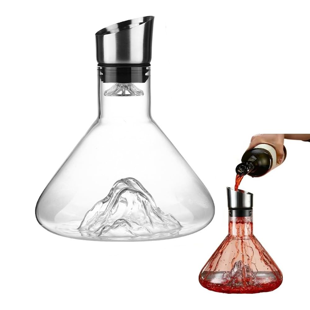 Carafe à Vin Rouge Waterfall en Cristal - Décanter 1.5L avec Aérateur et Filtre Intégrés - Idéal Comme Cadeau