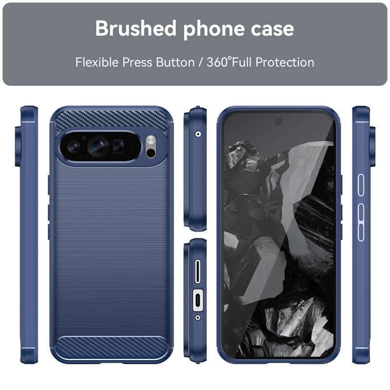 Image of Hybrid Carbon Fiber Back Case for Google Pixel 9 Pro XL (Blue)