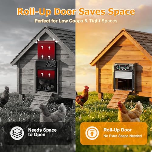 Image of Automatic Chicken Coop Door Solar Powered, Auto Chicken Door Opener
