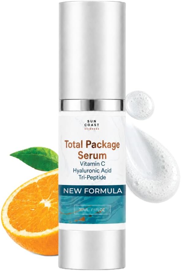 Total Package Serum - Vitamin C Serum with Hyaluronic Acid & Peptides for Face - Hydrating Anti Aging Face Serum for Smoother, Firmer Looking Skin - 1 Fl Oz (Pack of 1)