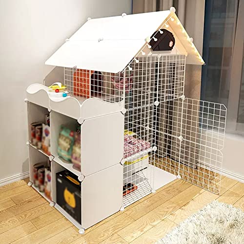 Parc à chat pour petits espaces avec bac à litière et rangement - 2