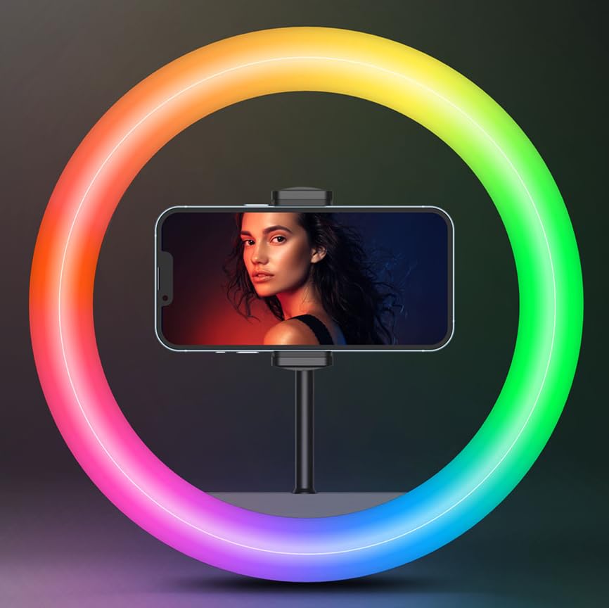 【Single Light】 Weilisi 10" RGB Ring Light, 38 Color Modes, Stepless Dimmable/Speed LED Ring Light