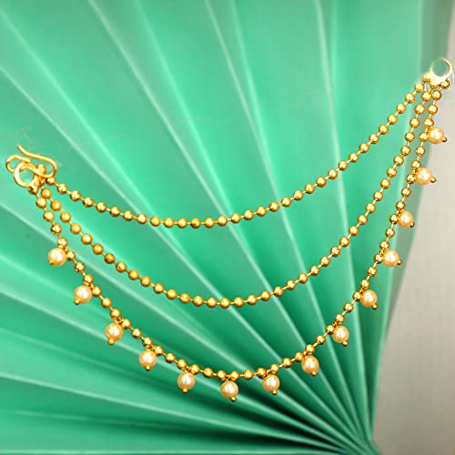 Buy GENTEM Hair Chain Accessories for Earrings Golden kan Chain Champaswaralu earchains Long