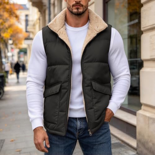 Aniywn Mens Puffer Vest Black Full Zip Sleeveless Thermal Winter Jacket - image 2