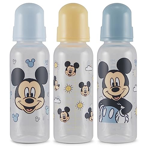 Image of Baby Bottles 9 oz for Boys and Girls| 3 Pack of Disney "Mickey Mouse Hand On Hips" Infant Bottles for Newborns and All Babies | BPA-Free Plastic Baby Bottle for Baby Shower