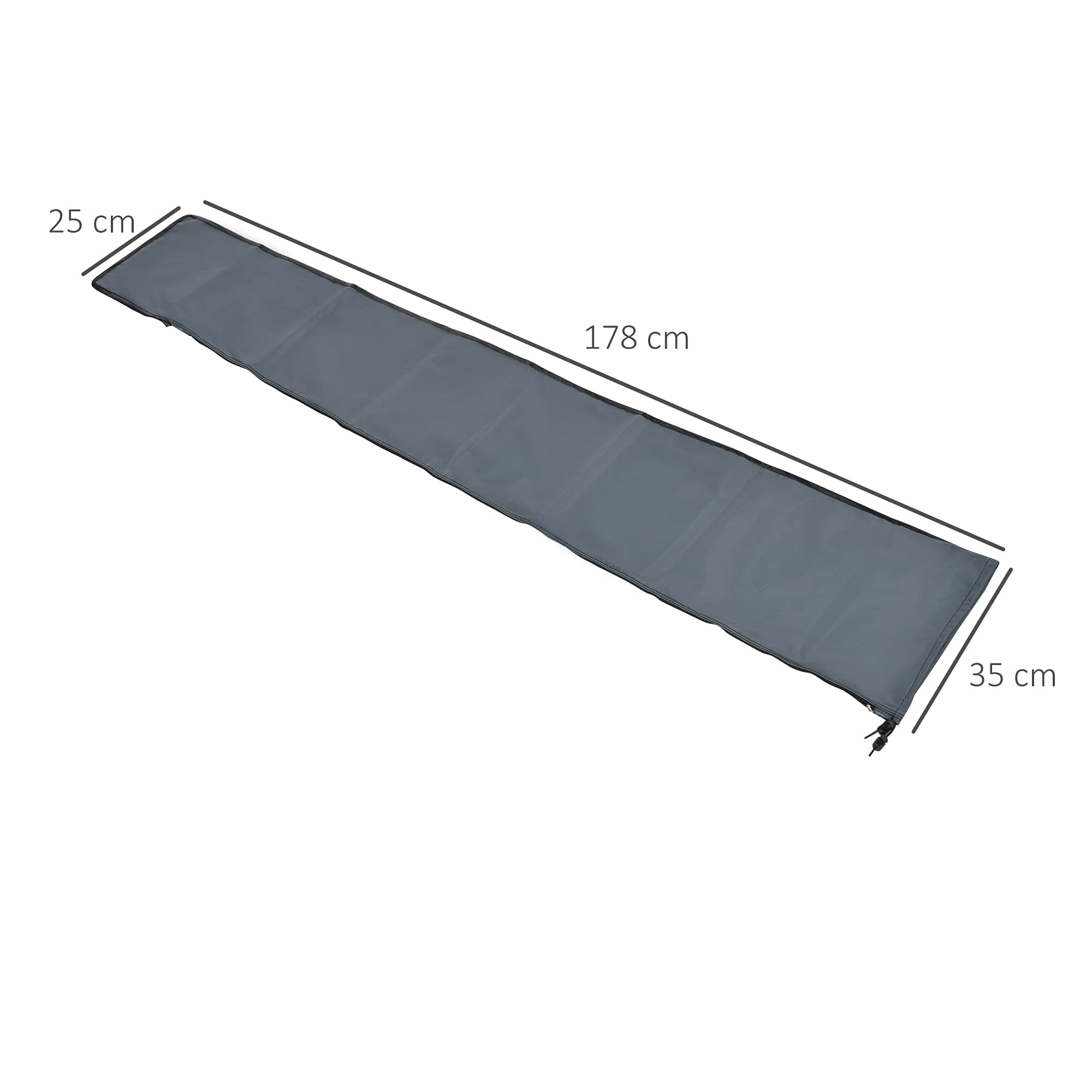 Outsunny Housse de Protection imperméable pour Parasol Droit avec Fermeture éclair et Cordon de Serrage Gris