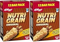 Kellogg's Nutri-Grain Original Cereal Snack Bars, 12 x 22g (Pack of 2)