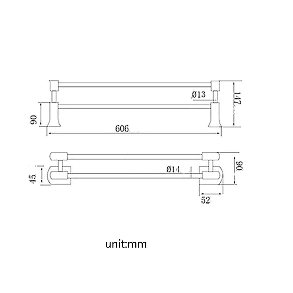 Toalleros de Barra de Pared, Toalleros de Baño de Latón Oro Cepillado Estante de Toalla Accesorios de Baño para Cocina, Baño, Instalación de Tornillos