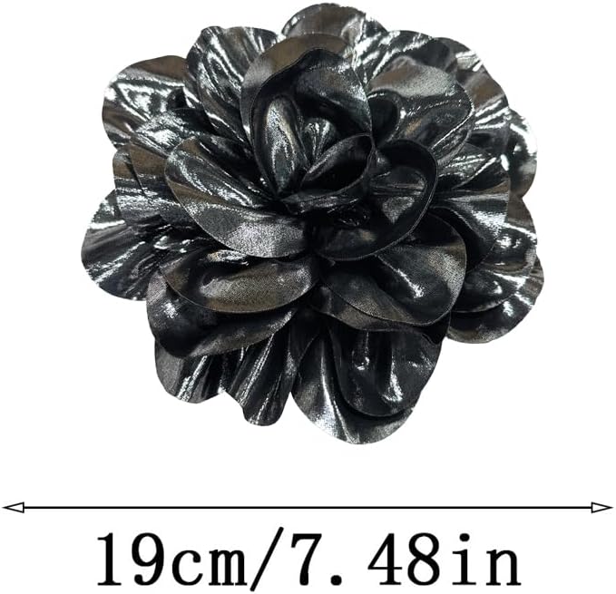 Satin Fabric Rose Flower Extra Large Big Brooches Lapel Pins Silk Camellia Oversized Pin for Women Wedding Party Dance Banquet Dresses Suit Clothes Accessories Jewelry Gifts 7.5in image 2