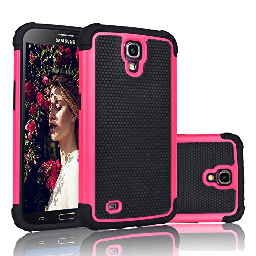 Njjex for Galaxy Mega 6.3 Case， [Nveins] Shock Absorbing Hybrid Dual Layer Rubber Plastic Impact Armor Defender Bumper Rugged Hard Sgell Case Cover for Samsung Mega 6.3 i9200/i9205/i527 [Rose]