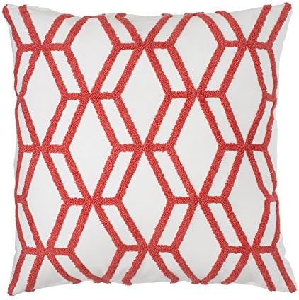 1001 Cushions Morgan Firebrick 18"X18" Geometric DNA Pattern Red White Cushion Cover
