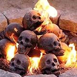 Makamsui Firepit Skull Fire Logs, Halloween Spooky Pumpkin Ceramics Statue Skull Figurine for Indoor or Outdoor Fireplaces, Skulls Fire Shaped Stones for Fire Pit Bonfire Campfire Fireplaces A 1pc