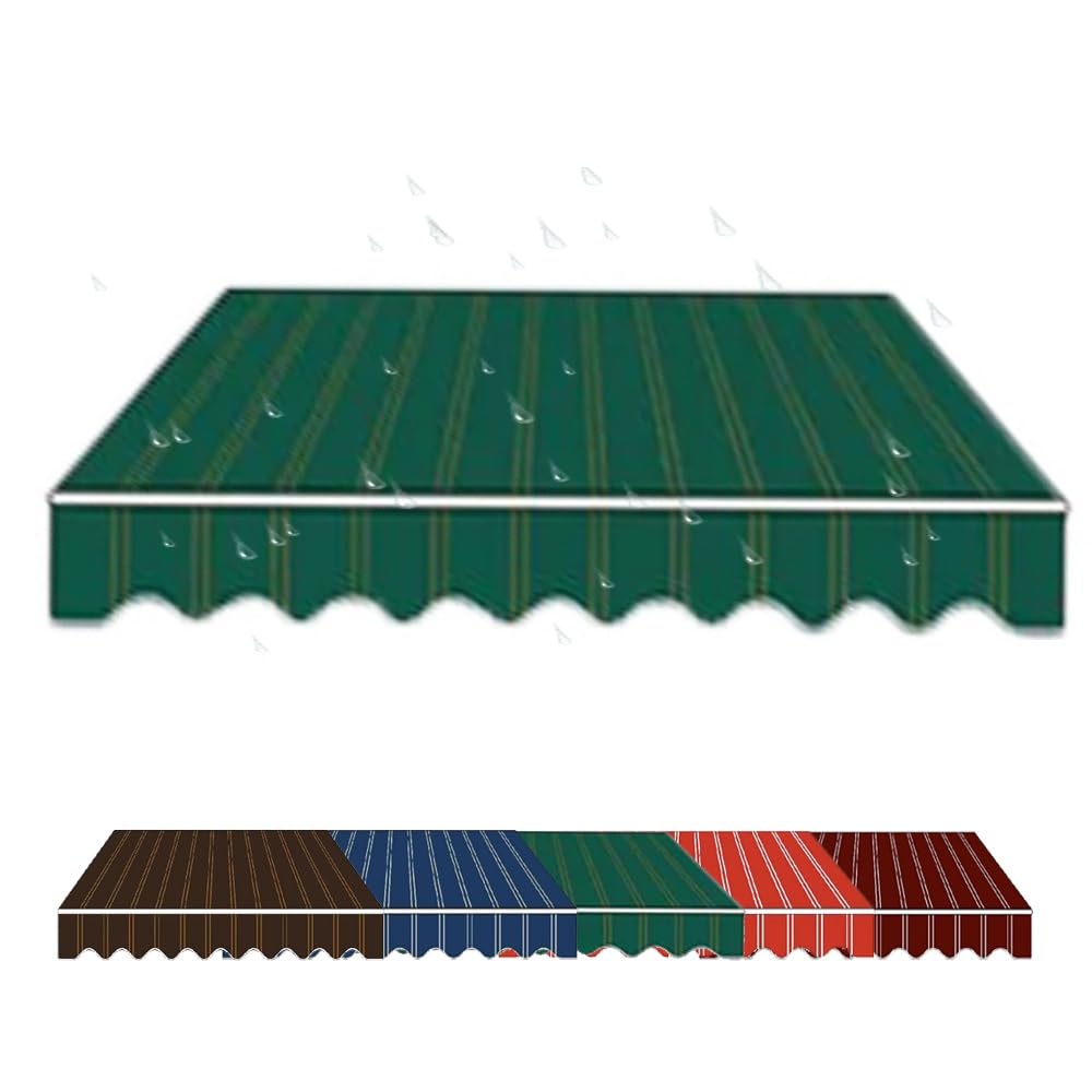 GJZQDKX Replacement Canopy Fabric 16x10ft (500x300cm) Waterproof Polyester for Awnings Windows Doors Outdoor Use Green Striped Tarpaulin Cover & UV Resistant